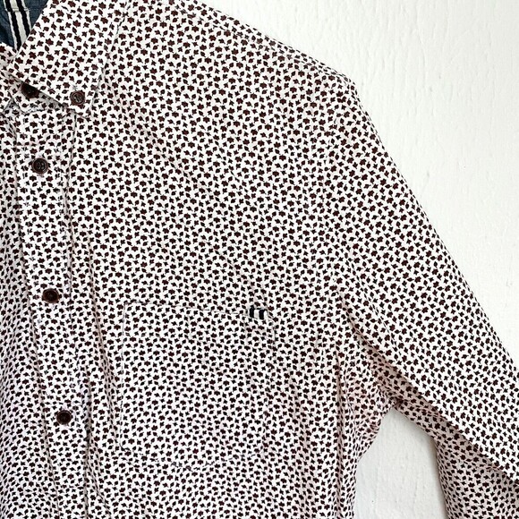 Zara Man Men's M Slim Fit Button Down Long Sleeve Shirt Fall Leaves Cotton - Picture 6 of 8